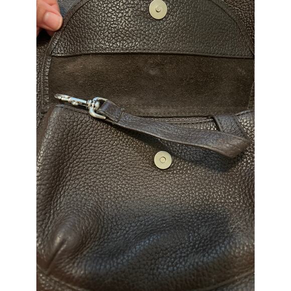 Eddie Bauer Backpack Pebbled Leather Brown Rucksack Drawstring Bag Vintage 90s - Picture 12 of 13